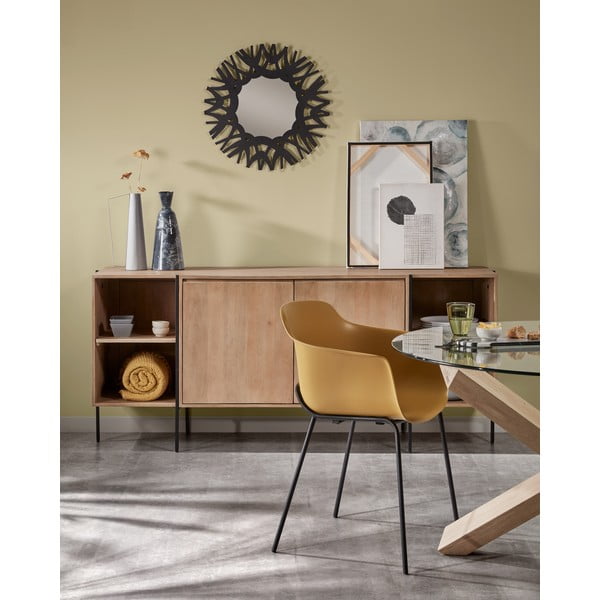 Ēdamgalds no ozolkoka ar stikla virsmu Kave Home Nori, ø 120 cm-image-2