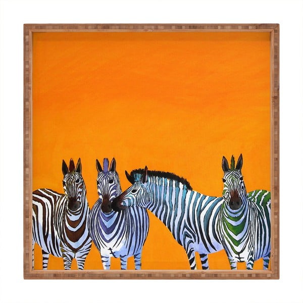 Koka dekoratīvais servēšanas paplātes Zebras, 40 x 40 cm