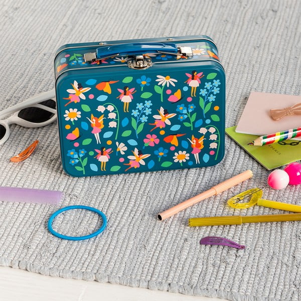 Tumši zils metāla bērnu čemodāns 19x8x17 cm Fairies in the Garden – Rex London-image-1