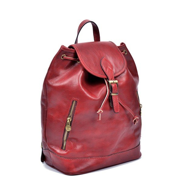 Sarkana ādas mugursoma Sofia Cardoni Cindy-image-2