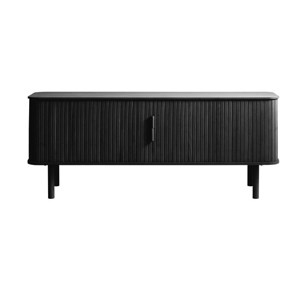 Melns TV galdiņš ar ozolkoka imitāciju 160x56 cm Cavo – Unique Furniture