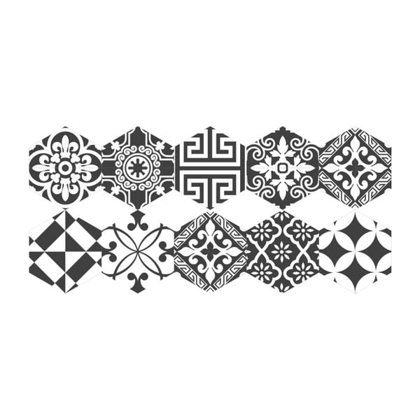 10 grīdas uzlīmju komplekts Ambiance Hexagons Ginola, 20 x 18 cm