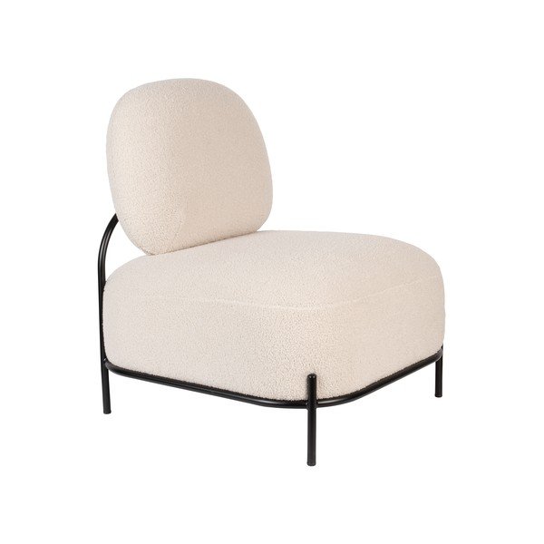 Krēmkrāsas atpūtas krēsls no buklē auduma Polly – White Label