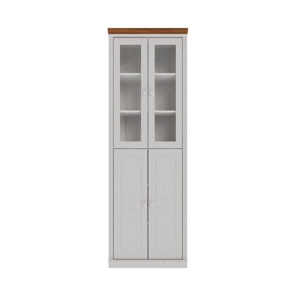 Balta/dzintara dzeltena priedes masīvkoka vitrīna 74x223x37 cm Anita – Støraa
