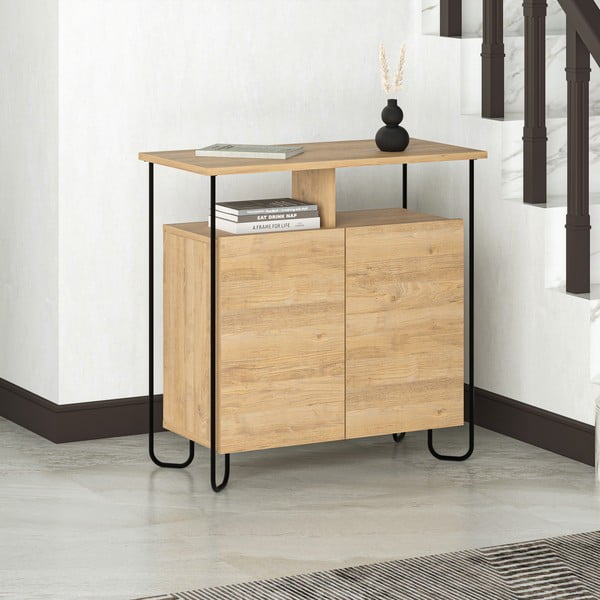 Dabīga toņa skapītis ar ozolkoka imitāciju 80x80 cm Dilly – Marckeric-image-1