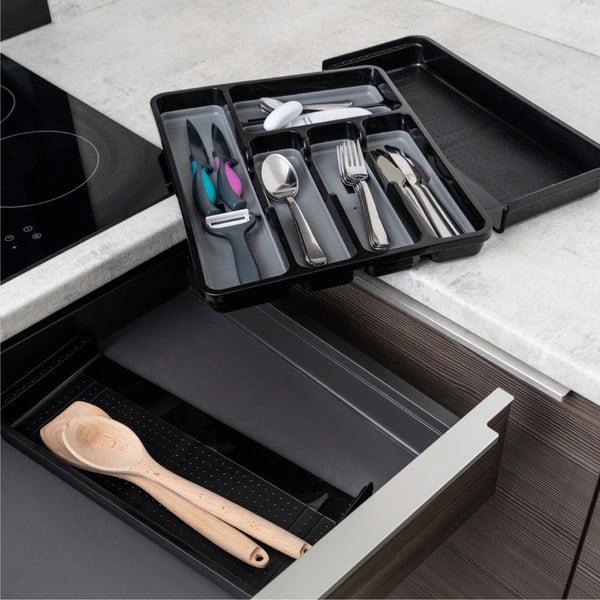 Melns/pelēks izvelkams plastmasas organizators atvilktnei 41,5 x 35 cm – Addis-image-2