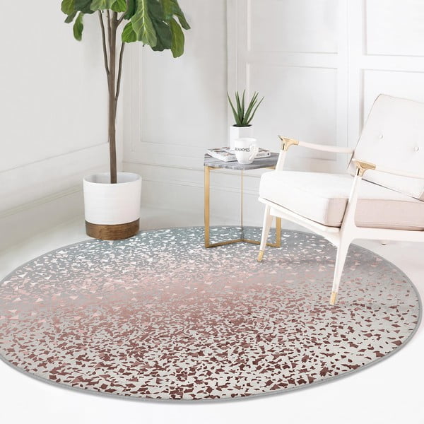 Pelēks/vara krāsas mazgājams robotu putekļu sūcējiem piemērots apaļš paklājs ø 80 cm Comfort – Mila Home-image-4