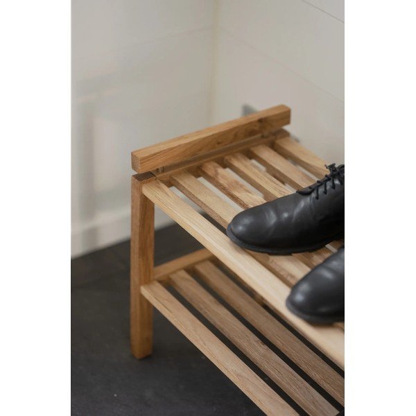 Dabīga toņa ozola masīvkoka apavu plaukts Confetti – Rowico-image-4