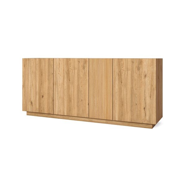 Dabīga toņa zema kumode ar ozolkoka imitāciju 181x78 cm Rayana – Marckeric-image-3