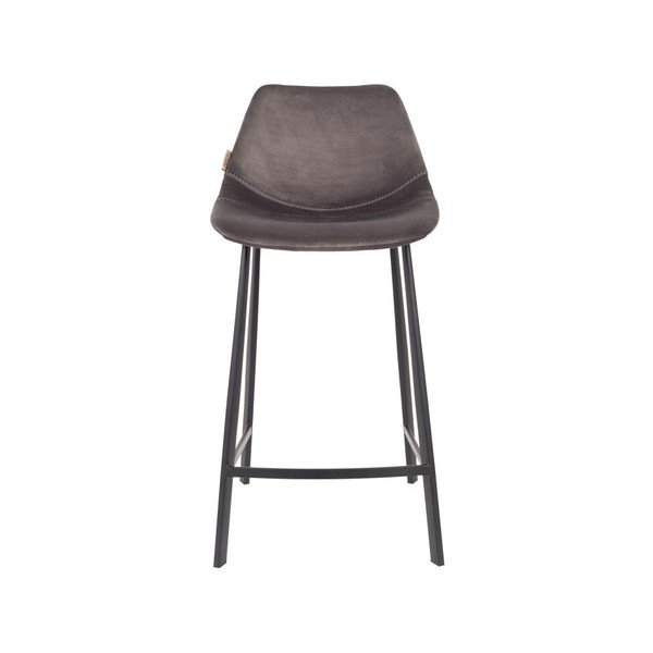 2 pelēku bāra krēslu komplekts ar samta apdari Dutchbone, augstums 91 cm-image-2