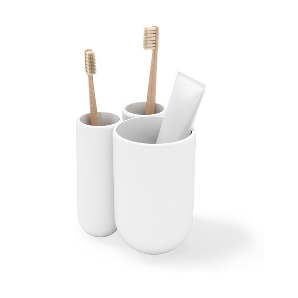 Balts plastmasas trauks zobu birstēm Touch – Umbra