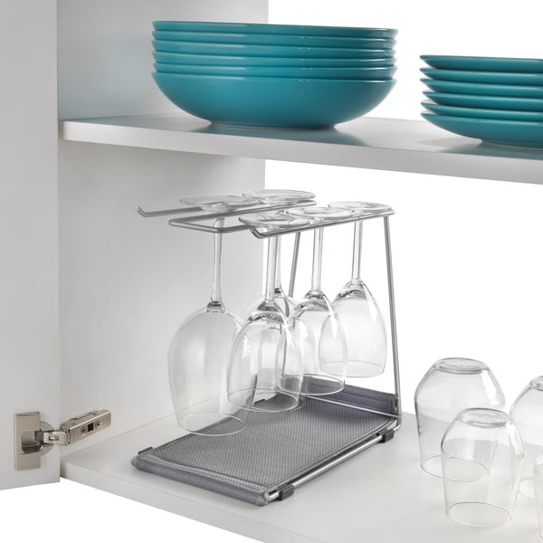 Sudraba krāsas tērauda vīna glāžu turētājs Calix – Metaltex-image-3