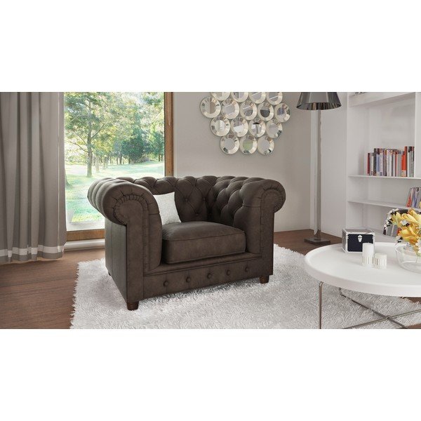 Tumši brūns samta krēsls Cambridge – Ropez-image-1