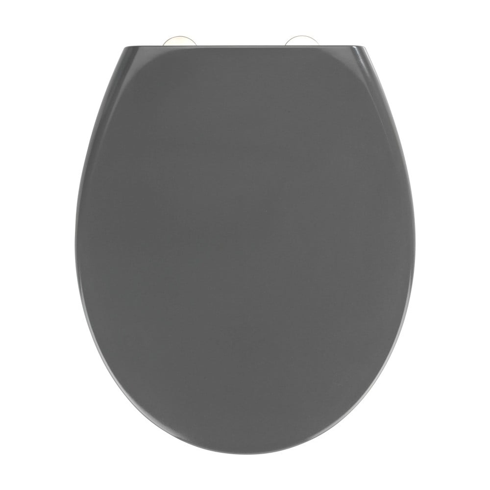 Tumši pelēks tualetes poda sēdeklis ar vieglu aizvēršanu Wenko Samos, 44,5 x 37,5 cm