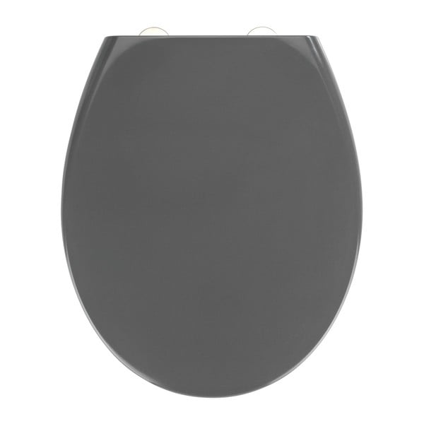 Tumši pelēks tualetes poda sēdeklis ar vieglu aizvēršanu Wenko Samos, 44,5 x 37,5 cm