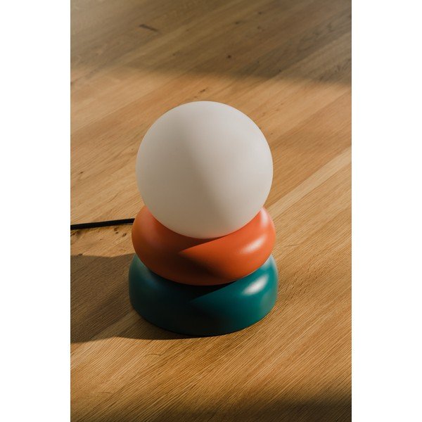 Zaļganzila/oranža masīvkoka galda lampa ar stikla abažūru (augstums 24 cm) Otem – noo.ma-image-4