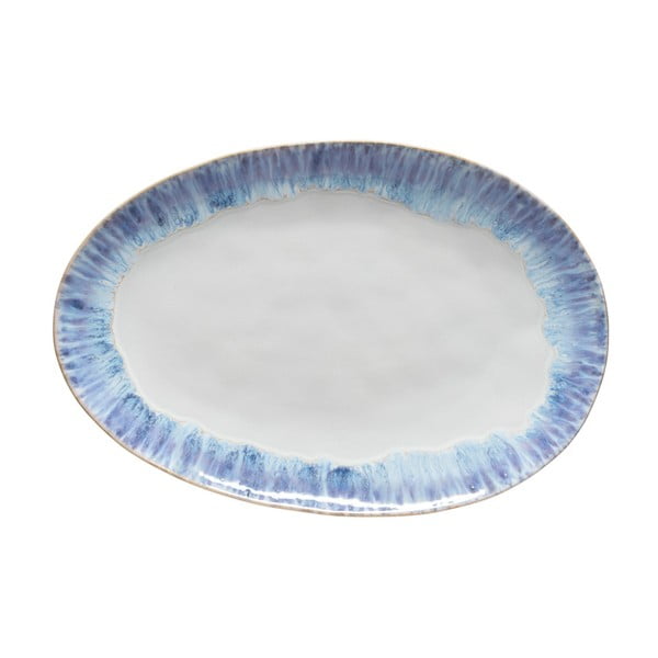Balts un zils keramikas servēšanas šķīvis Costa Nova Brisa, garums 41 cm