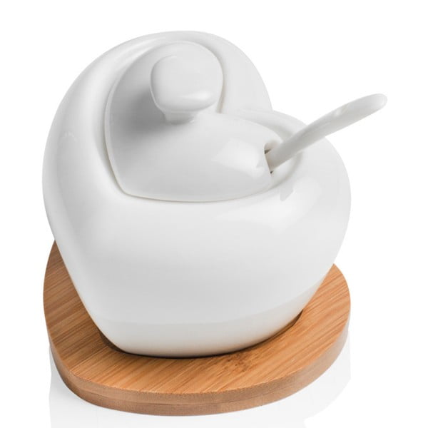 Porcelāna cukurtrauks ar karoti un bambusa paliktni Brandani Heart-image-1