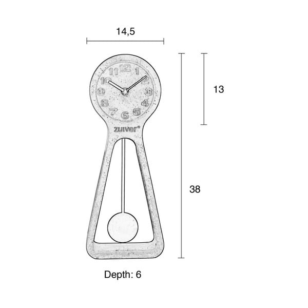 Pelēks betona galda pulkstenis Zuiver Pendulum-image-1