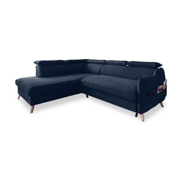 Tumši zils samta salokāms stūra dīvāns (ar kreiso stūri) Sweet Harmony – Miuform