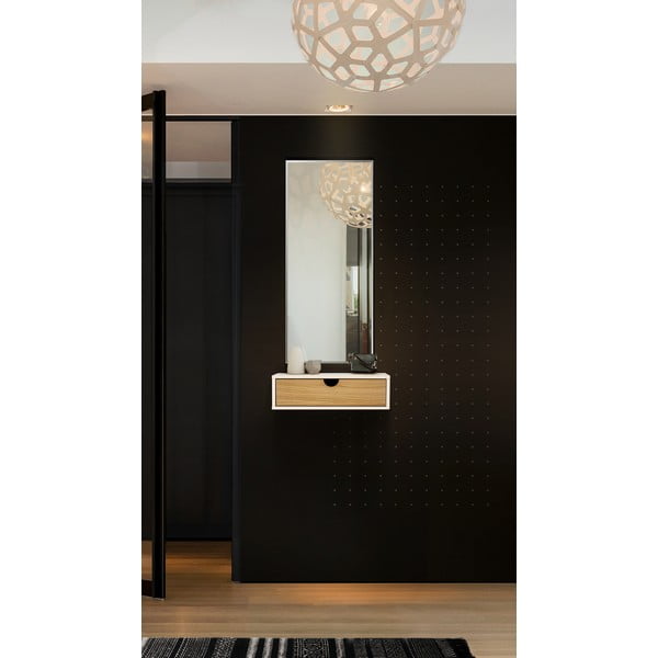 Balts/dabīga toņa naktsgaldiņš ar ozolkoka imitāciju Farsta – Woodman-image-1