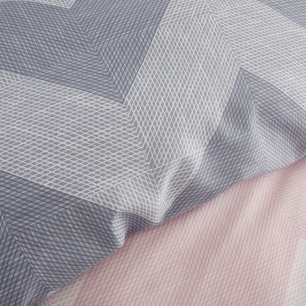 Pelēki rozā gultas veļa 200x200 cm Chevron Geo – Catherine Lansfield-image-3