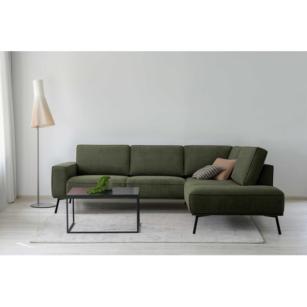 Tumši zaļš stūra dīvāns no šenila auduma (ar labo stūri/L veida) Amsterdam – Scandic-image-1