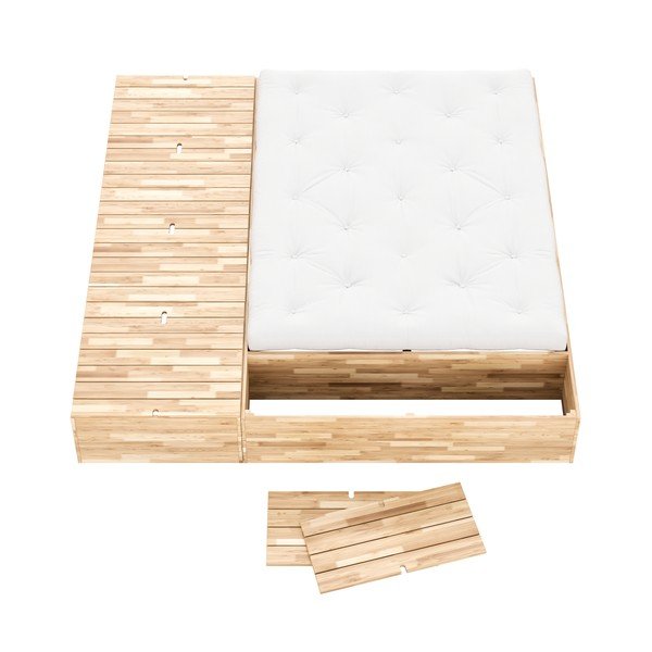 Dabīga toņa priedes masīvkoka divvietīga gulta ar veļas kasti un redelēm 160x200 cm Basement Bed – Karup Design-image-4