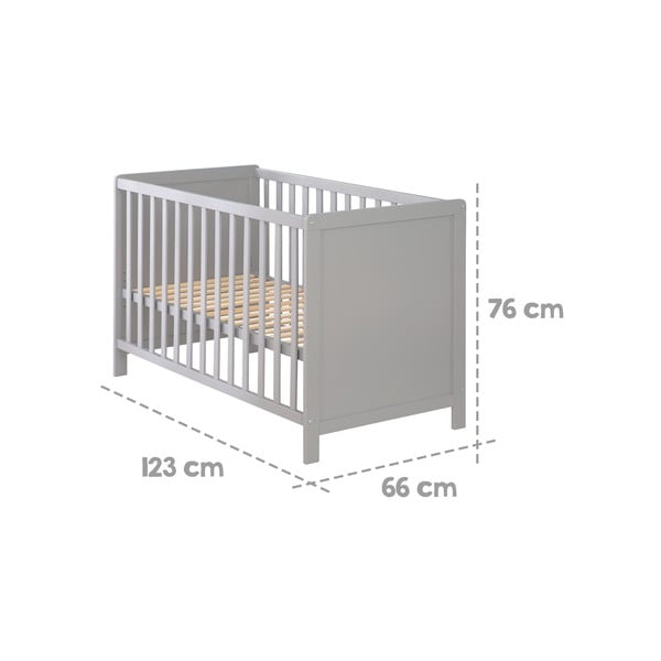 Pelēkbrūna bērnu gultiņa 60x120 cm Hamburg – Roba-image-4