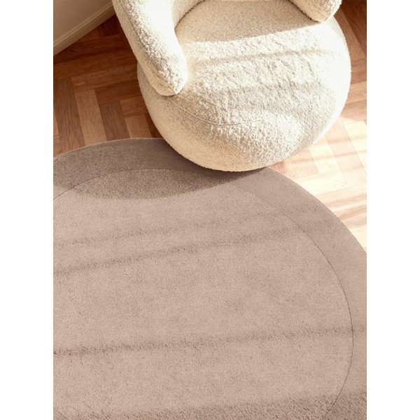 Bēšs ar rokām darināts apaļš paklājs no vilnas maisījuma ø 150 cm Kivi – Villeroy&Boch-image-1