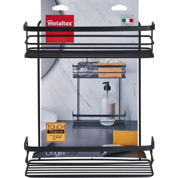 Melns divlīmeņu vannas istabas plaukts Metaltex Origin Lava-image-3