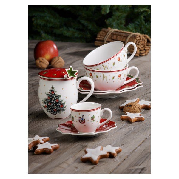 Sarkanbalta porcelāna krūze un šķīvītis ar Ziemassvētku motīvu Villeroy & Boch, 0,3 l-image-2