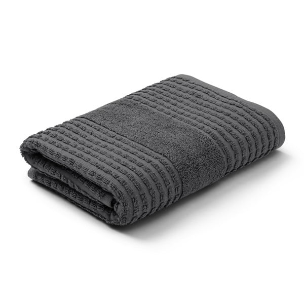 Tumši pelēks frotē dvielis no organiskās kokvilnas  50x100 cm Check – JUNA-image-2