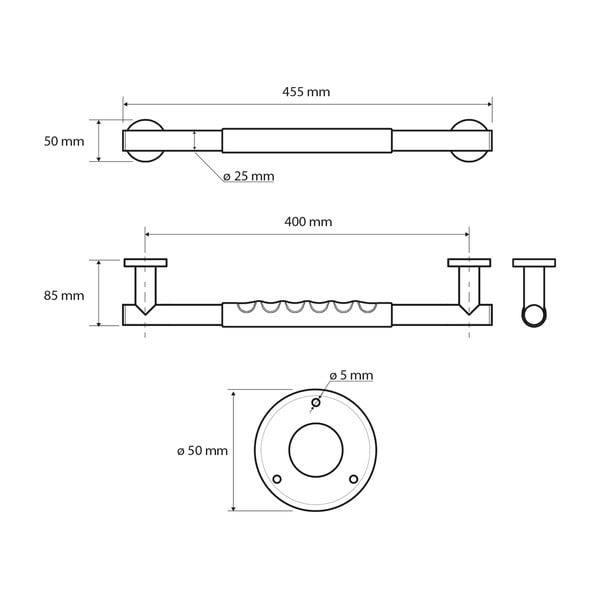 Nerūsējošā tērauda sienas vannas istabas drošības rokturis 45,5 cm – Sapho-image-1