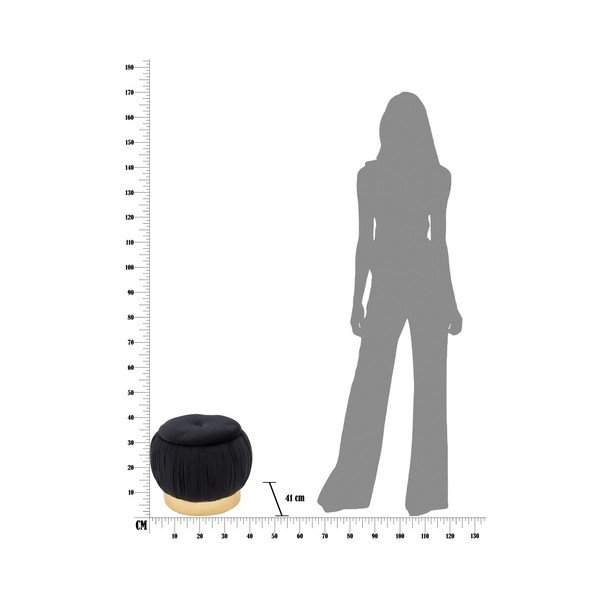 Melns pufs ar uzglabāšanas vietu Mauro Ferretti Paris, ⌀ 41 cm-image-4