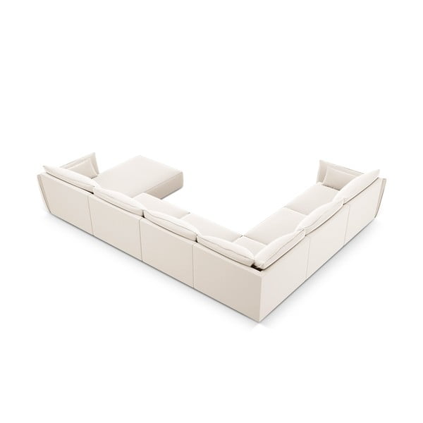 Bēšs samta stūra dīvāns (ar kreiso stūri/U veida) Vanda – Mazzini Sofas-image-3