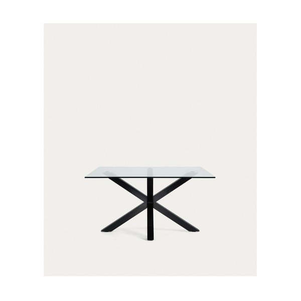 Melns žurnālgaldiņš ar stikla galda virsmu 70x130 cm Argo – Kave Home-image-4