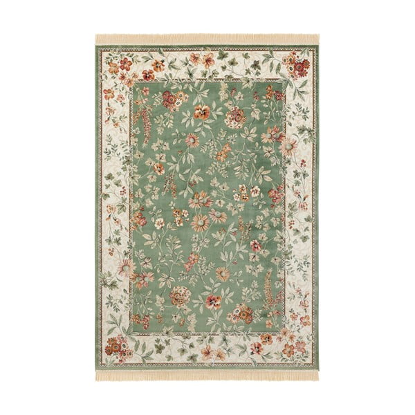 Zaļš/krēmkrāsas paklājs viskozes 95x140 cm Oriental – Nouristan