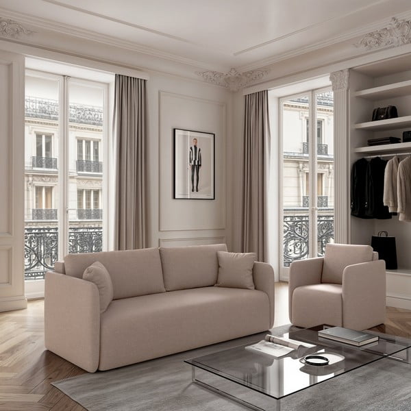 Bēšs salokāms dīvāns 220 cm Chaum – Rodier-image-1