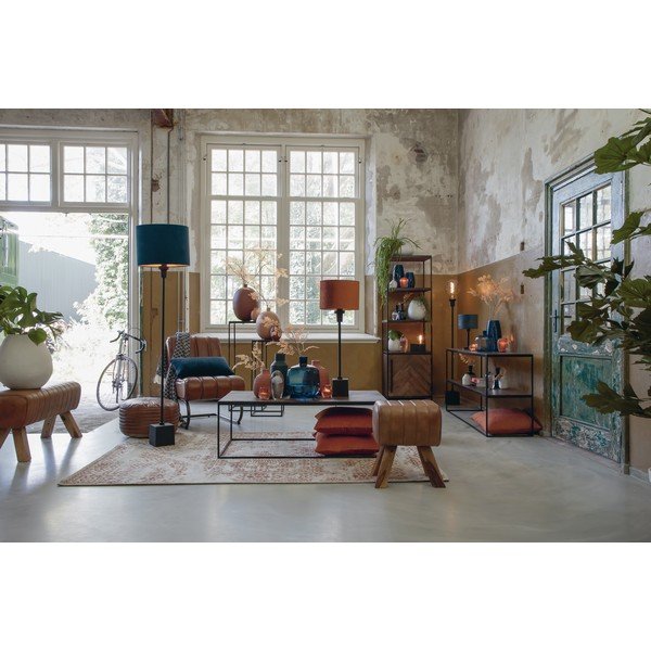 Brūns ādas pufs ø 50 cm Luka – Light & Living-image-3