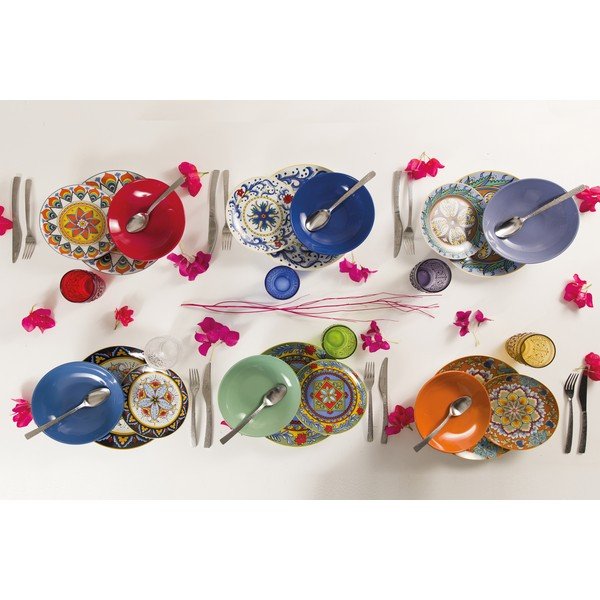 18 gabalu krāsainu šķīvju komplekts no porcelāna un keramikas VDE Tivoli 1996 Renaissance-image-1