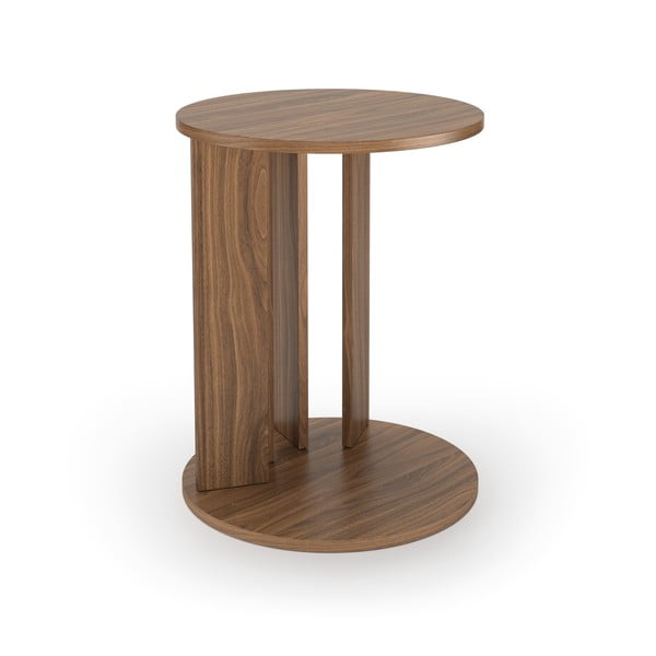 Apaļš žurnālgaldiņš ar riekstkoka imitācijas virsmu ø 50 cm Nora – TemaHome-image-2