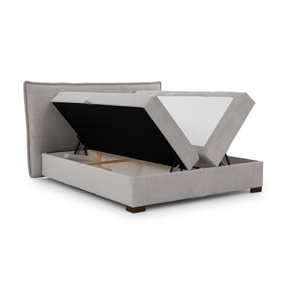 Gaiši pelēka atsperu gulta ar veļas kasti 140x200 cm Lysa – Ropez-image-2