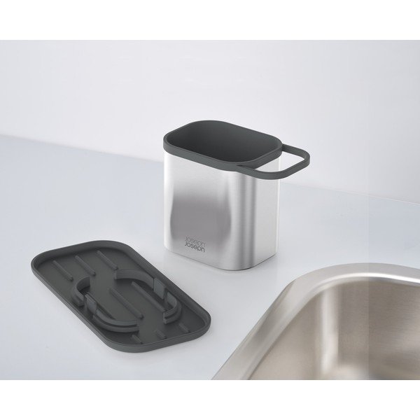 Spīdīgas sudraba krāsas metāla mazgāšanas līdzekļu turētājs Duo Steel – Joseph Joseph-image-4