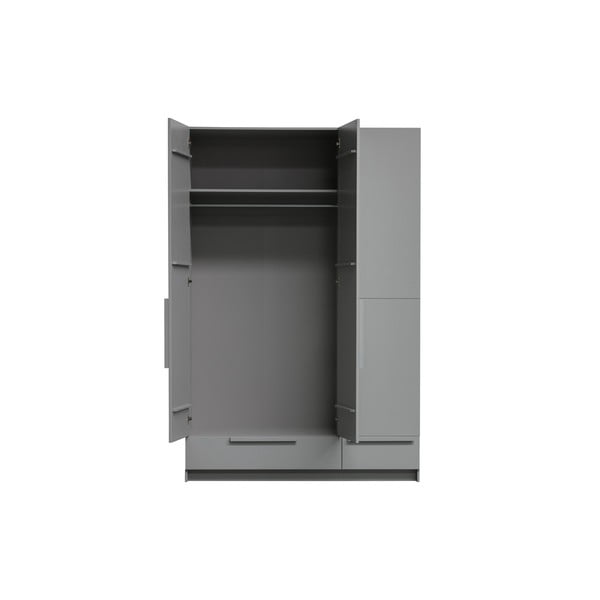 Pelēks priedes masīvkoka moduļu drēbju skapis 142x215 cm Pure – WOOOD-image-3