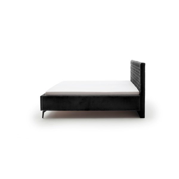 Melna polsterēta divvietīga gulta ar veļas kasti ar redelēm 180x200 cm La Maison – Meise Möbel-image-3