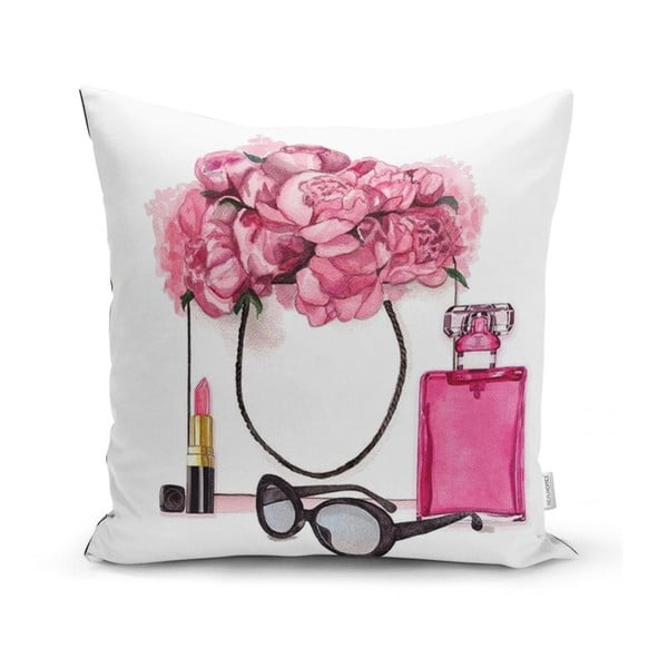 Spilvendrāna Minimalist Cushion Covers Pink Flowers and Perfume, 45 x 45 cm