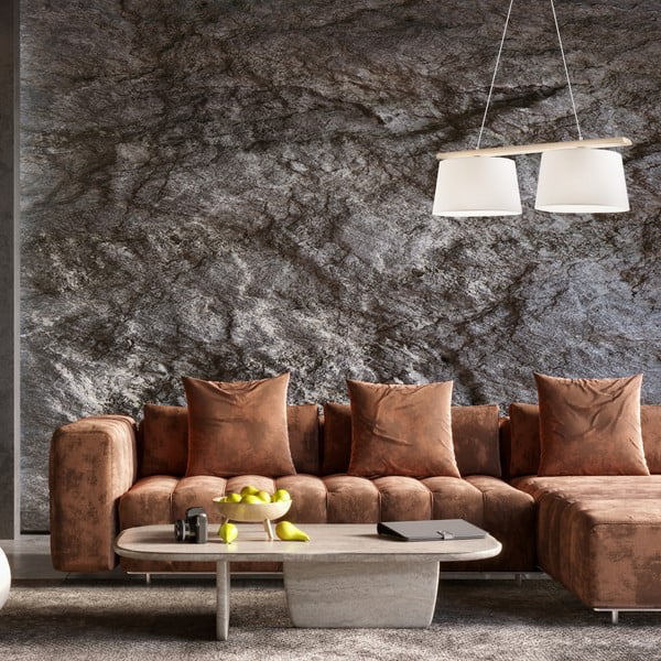 Gaiši brūna piekaramā lampa ar auduma abažūru ø 35 cm Aida – LAMKUR-image-3