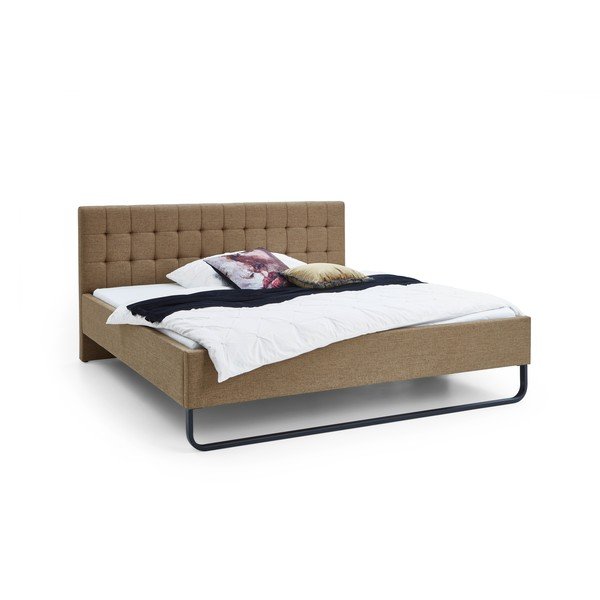 Gaiši brūna polsterēta divvietīga gulta bez režģa 180x200 cm Lambada – Meise Möbel-image-4