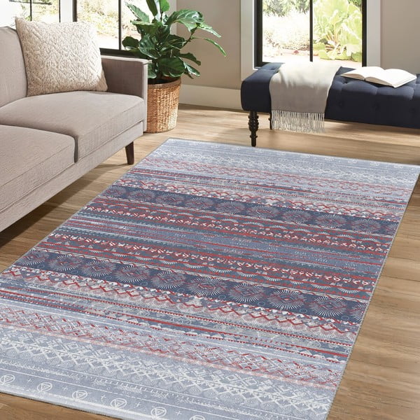 Violets/pelēks mazgājams paklājs 80x150 cm Vintage Stripe – Mila Home-image-4